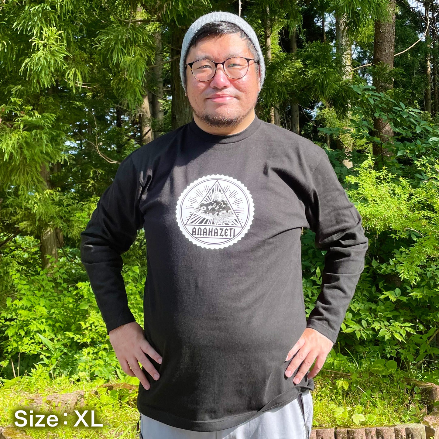 アナハゼティロゴTシャツ(長袖) ブラック