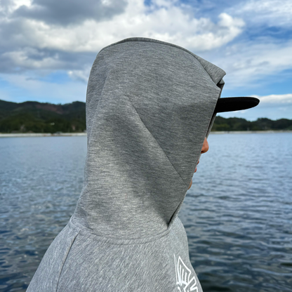 ダンボールニットプルオーバーパーカーグレー